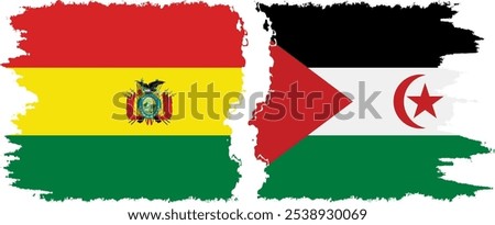 Western Sahara and Bolivia grunge flags connection, vector