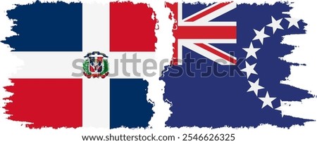 Cook Islands and Dominican Republic grunge flags connection, vector