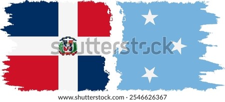 Federated States of Micronesia and Dominican Republic grunge flags connection, vector