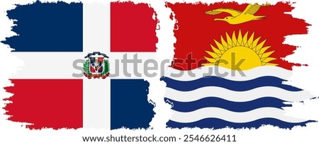 Kiribati and Dominican Republic grunge flags connection, vector