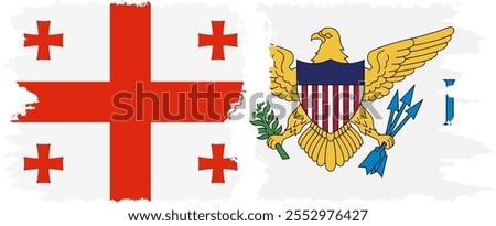 United States Virgin Islands and Georgia grunge flags connection, vector