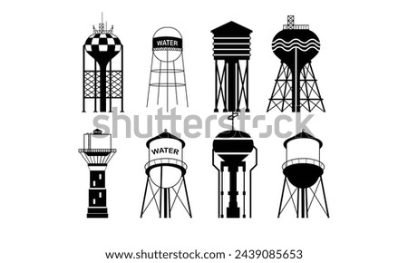 Water tower Silhouette, Water Tower Cut File, Water tower cutting files, printable design, Water Tower Clipart, 