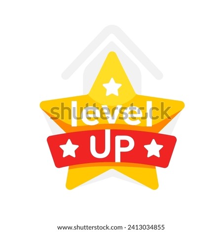 Bright and bold vector badge featuring the words Level Up across a star, perfect for representing achievement, progress, or rewards in games and apps