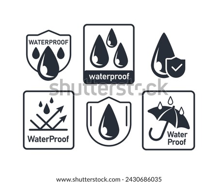 Waterproof icons. Water Proof sign. Water protection, liquid proof protection. Vector illustration