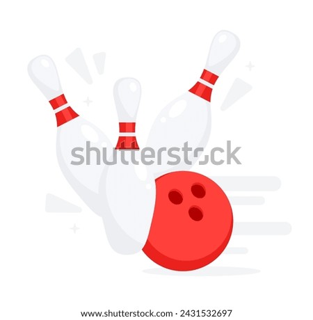 Bowling ball to hit the pin. Bowling tournament. Vector illustration
