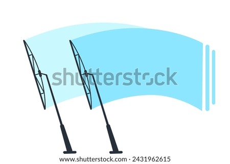 Car windscreen wipe glass. Wiper cleans the winshield. Vector illustration