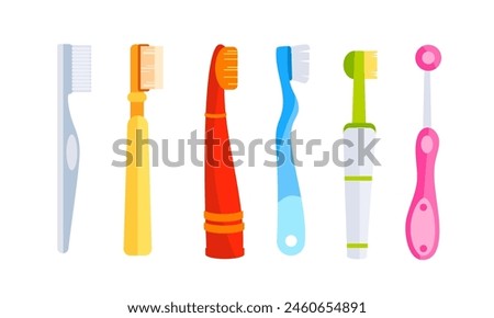 Toothbrush Collection. Mouth cleaning tools. Electric toothbrush. Products for oral hygiene.