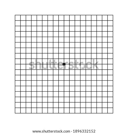 Amsler grid scotoma eye test. Vector printable chart retina examination. Grid with dot in centre. Vision control.