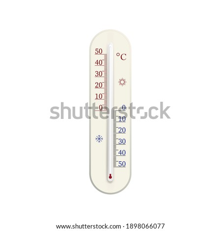 Celsius thermometer. Vector realistic outdoor dergree blank meter. Weather indicator. Graphic scalable illustration.