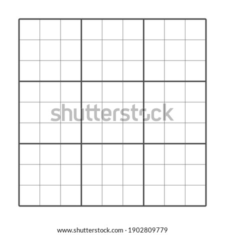 3x3 Puzzle grid. Vector template square cell table. Sudoku Graphic illustration