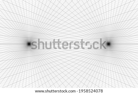 Two point perspective grid background 3d Vector illustration. architecture model projection background template. Line two point perspective horizon perspective sheme