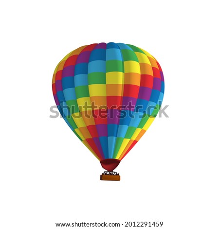 Hot air balloon colorful rainbow vector illustration. Graphic isolated colorful aircraft. Balloon festival.