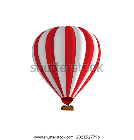 Hot air red balloon vector illustration. Graphic isolated colorful parachute aircraft. Balloon festival.