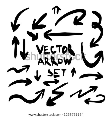 Illustration of Grunge Sketch Handmade Watercolor Doodle Vector Arrow Set