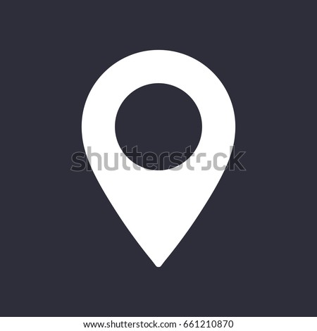 Location pin gps Application Mobile icon in trendy flat style white on isolated dark background symbol for your design logo UI Vector illustration EPS10