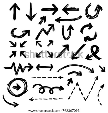 Illustration of Grunge Sketch Handmade Marker Doodle Vector Arrow Set