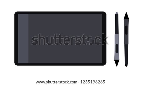Pen tablet, vector illustration. Electronic office design device.