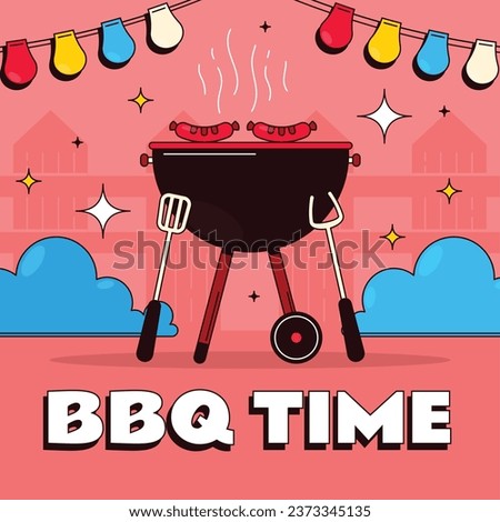 BBQ party. Barbecue party. barbecue poster or banner. BBQ time. Vector illustration. BBQ background. Poster, Banner, Card, Flyer, Invitation, Cover.. National Barbecue Day. May 16. event. grill party.