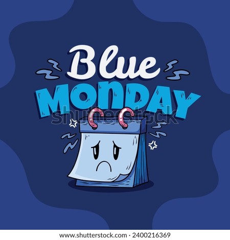 Blue Monday background. Blue Monday concept. vector illustration. third Monday of the month. most depressing day of the year. January 15th.