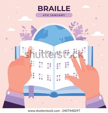 World Braille Day background. January 4. World Braille Day Celebration. Cartoon Vector illustration design Template for Poster, Banner, Post, Flyer, Card, Cover. Braille Alphabet.