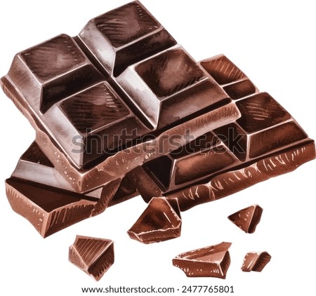 Similar – Image, Stock Photo Chocolate chunk in hand and cocoa pile Chocolate piece and cacao