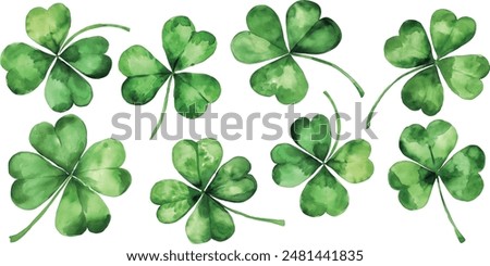 Four-leaf clover. Watercolor illustration on white