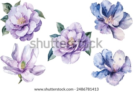 Flowers watercolor vector illustration.Manual composition