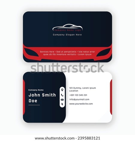 red white auto parts car mechanic repair garage service rental company taxi business corporate automotive card modern abstract simple clean visiting design mockup vector illustration template logo