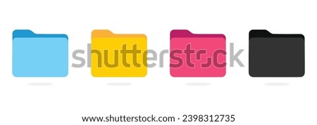 set of icon folder computer file colourful document binder data archive, modern simple 3d yellow blue black flat vector symbol for website design logo application ui isolated png dictionary access