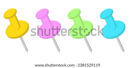 A set of colored pushpins for fastening. Vector