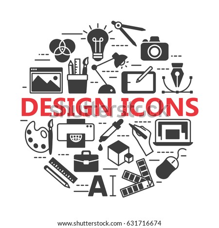 Graphic design icons, vector symbols. Printing and graphic design icons.