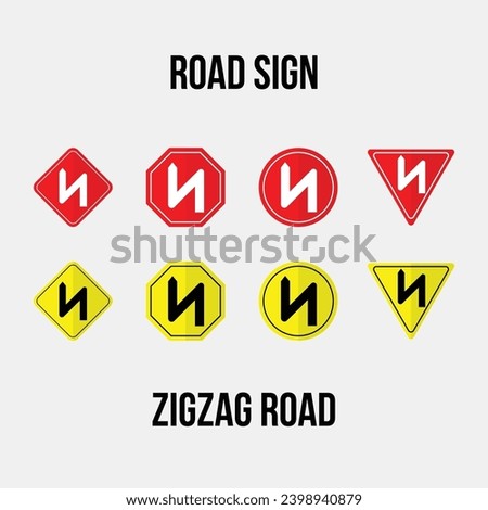 zigzag road road sign vector collection