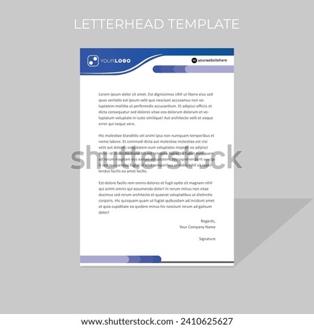 letterhead design template simple minimal rounded shape style in blue color scheme