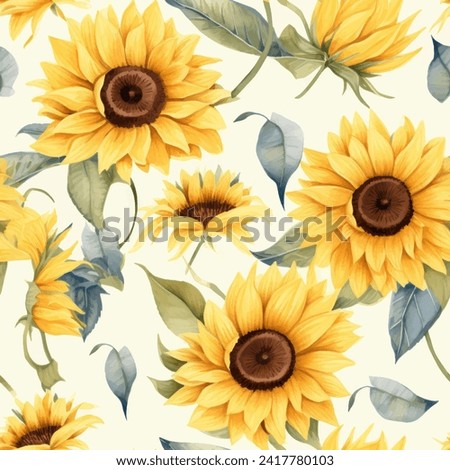 Abstract sunflower floral seamless pattern. Bright colors, painting on a light background. water color seamless pattern for beauty products or other.