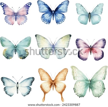 Collection of beautiful butterflies watercolor illustrations. butterfly spring or summer decoration
illustration.