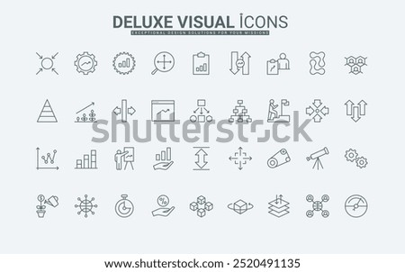 Tools to maximize and minimize, resize and expand, control size and direction thin black outline symbols vector illustration. Arrows for presentation of growth and scaling line icons set.