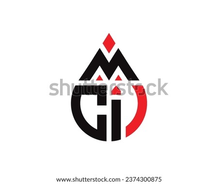 MCI letter water drop shape logo design. MCI drop logo simple design.