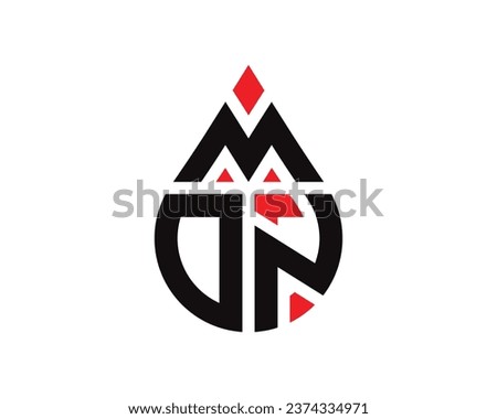 MDN letter water drop shape logo design. MDN drop logo simple design.