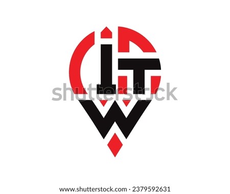 ITW letter location shape logo design. ITW letter location logo simple design.