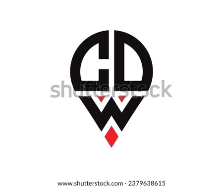 CDW letter location shape logo design. CDW letter location logo simple design.