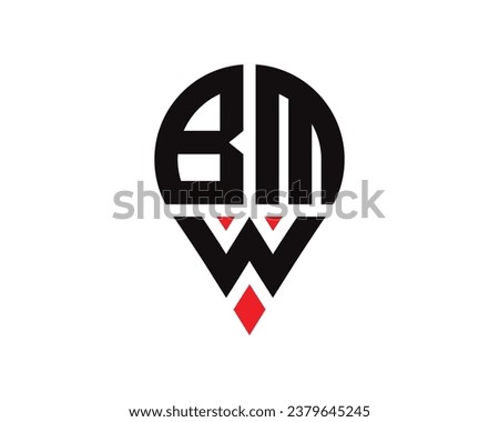 BMW letter location shape logo design. BMW letter location logo simple design.