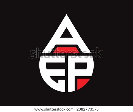 AEP letter water drop shape logo design. AEP drop logo simple design.