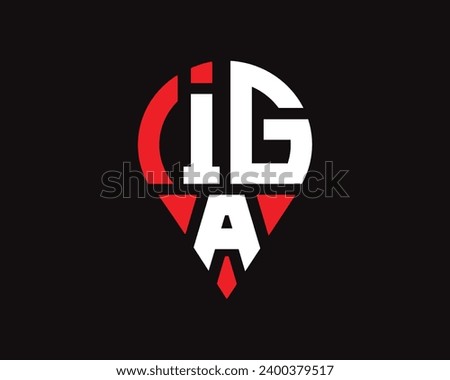 IGA letter location shape logo design