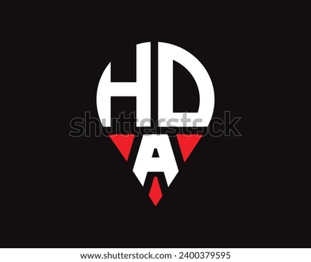 HDA letter location shape logo design