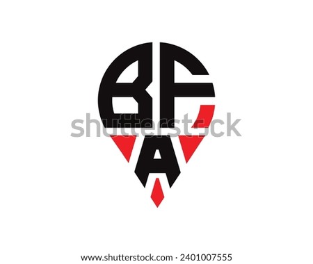BFA letter location shape logo design. BFA letter location logo simple design