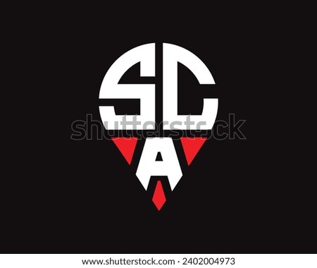 SCA letter location shape logo design.