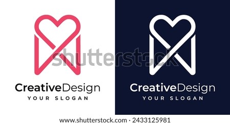 
Letter w love logo design