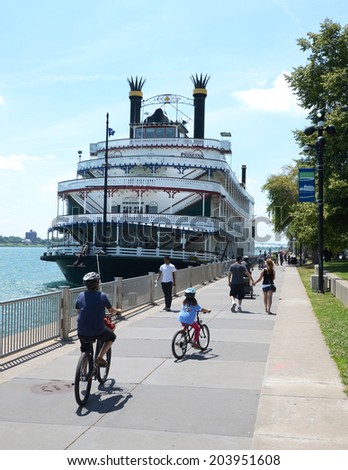 DETROIT, MI - JULY 6: The Detroit Princess riverboat in Detroit, MI, shown here on July 6, 2014, can host up to 1800 passengers on party cruises.