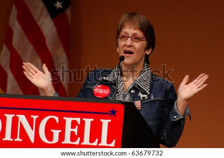 ANN ARBOR, MI - OCTOBER 24: Former representative Lynn Rivers speaks in support of Congressman John Dingell of Michigan at a \