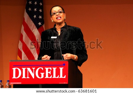 ANN ARBOR, MI - OCTOBER 24: Circuit Court Judge Denise Langford Morris speaks in support of Congressman John Dingell of Michigan at a \